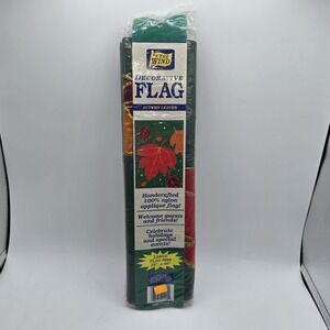 Outdoor House Flag Banner Autumn Fall Leaves Leaf Applique Acorns 28x40" Vtg